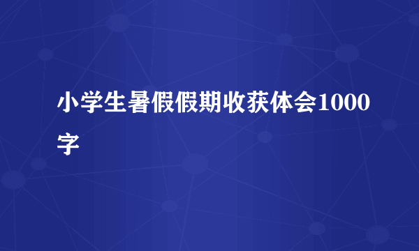 小学生暑假假期收获体会1000字