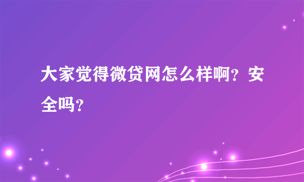 大家觉得微贷网怎么样啊？安全吗？