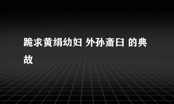 跪求黄绢幼妇 外孙齑臼 的典故