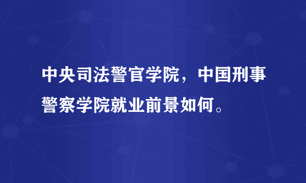 中央司法警官学院，中国刑事警察学院就业前景如何。