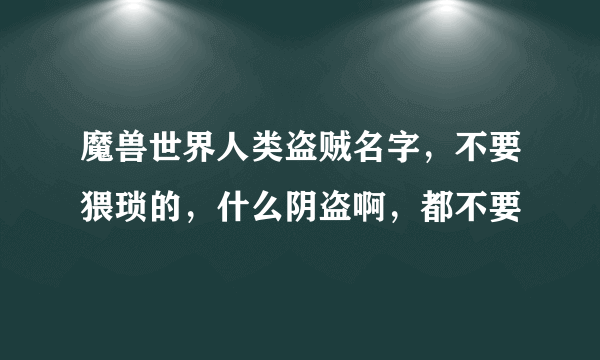 魔兽世界人类盗贼名字，不要猥琐的，什么阴盗啊，都不要