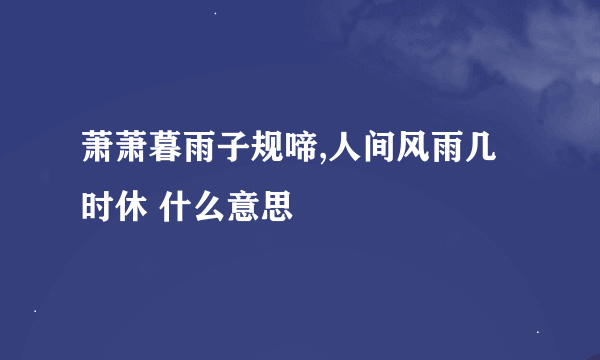 萧萧暮雨子规啼,人间风雨几时休 什么意思