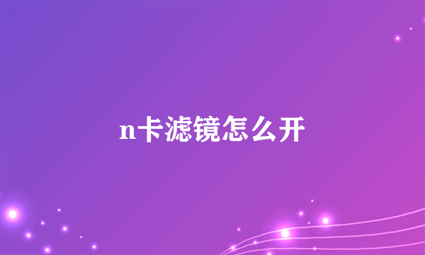 n卡滤镜怎么开