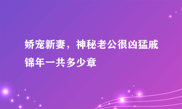 娇宠新妻，神秘老公很凶猛戚锦年一共多少章