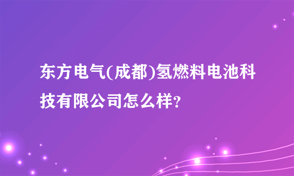 东方电气(成都)氢燃料电池科技有限公司怎么样？