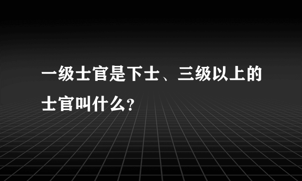 一级士官是下士、三级以上的士官叫什么？