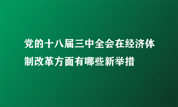 党的十八届三中全会在经济体制改革方面有哪些新举措