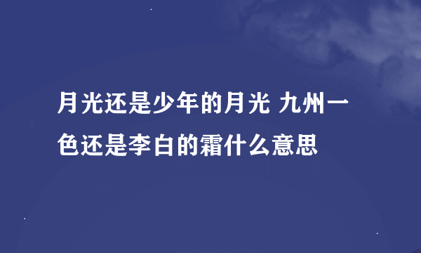 月光还是少年的月光 九州一色还是李白的霜什么意思