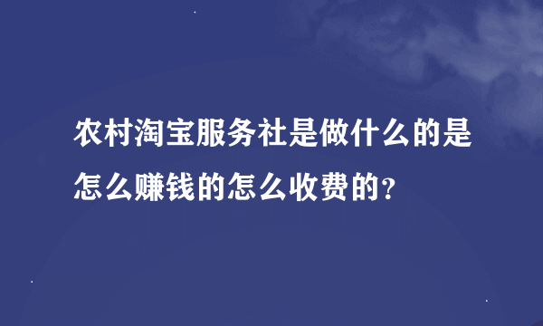 农村淘宝服务社是做什么的是怎么赚钱的怎么收费的？