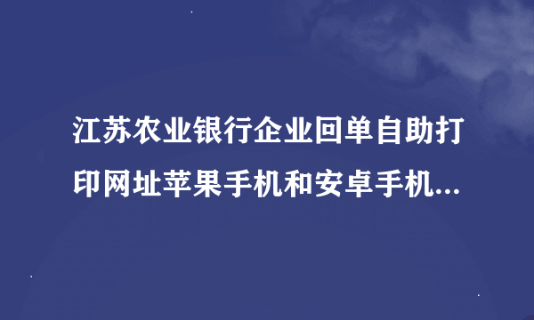 江苏农业银行企业回单自助打印网址苹果手机和安卓手机都在无法登录，只能电脑端登录，很不方便