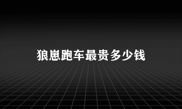 狼崽跑车最贵多少钱