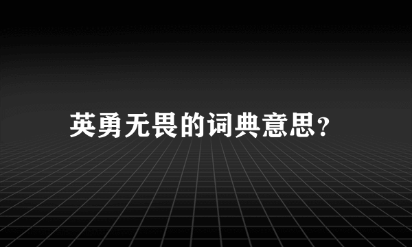 英勇无畏的词典意思？