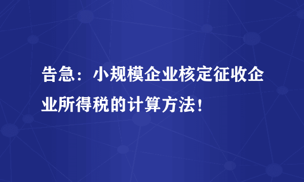 告急：小规模企业核定征收企业所得税的计算方法！