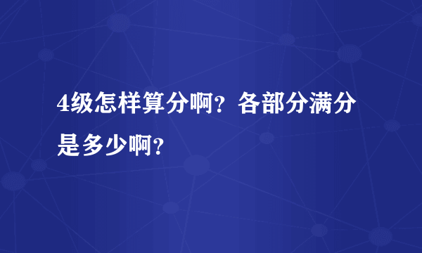 4级怎样算分啊？各部分满分是多少啊？