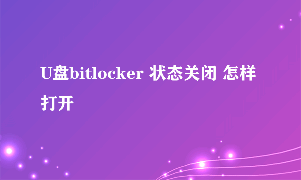 U盘bitlocker 状态关闭 怎样打开