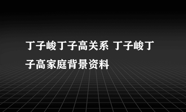 丁子峻丁子高关系 丁子峻丁子高家庭背景资料