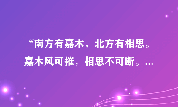 “南方有嘉木，北方有相思。嘉木风可摧，相思不可断。”是出自哪首诗？