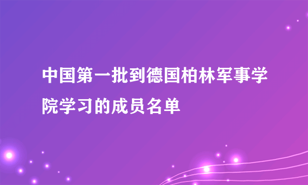 中国第一批到德国柏林军事学院学习的成员名单