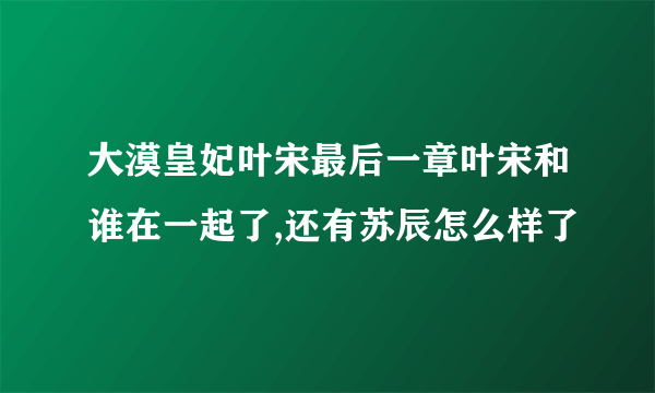 大漠皇妃叶宋最后一章叶宋和谁在一起了,还有苏辰怎么样了