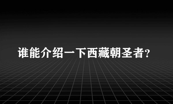 谁能介绍一下西藏朝圣者？