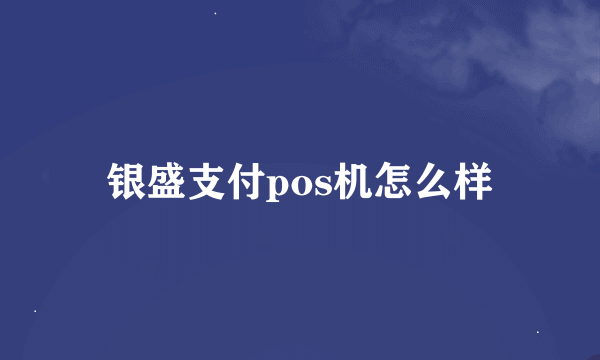 银盛支付pos机怎么样