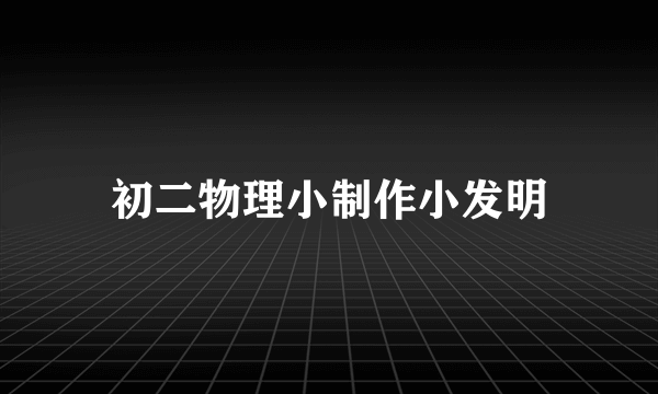 初二物理小制作小发明