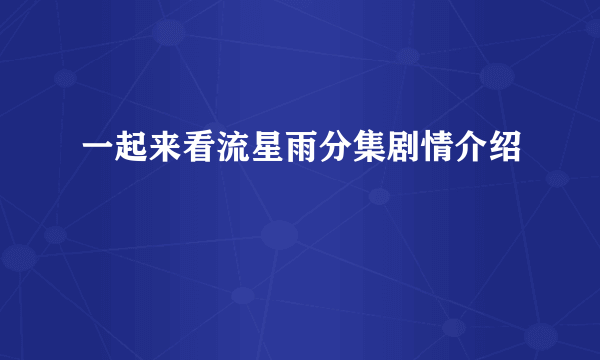 一起来看流星雨分集剧情介绍