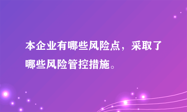 本企业有哪些风险点，采取了哪些风险管控措施。