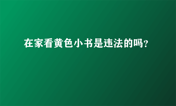 在家看黄色小书是违法的吗？