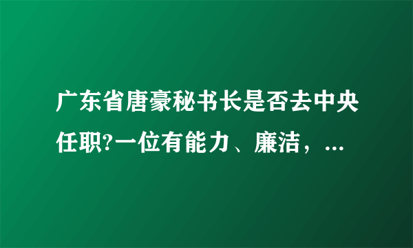 广东省唐豪秘书长是否去中央任职?一位有能力、廉洁，奉公的好领导唐豪。