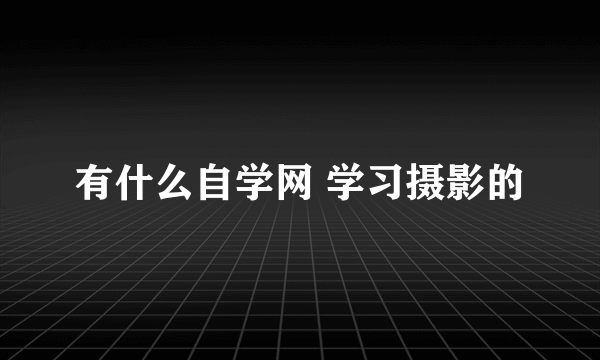 有什么自学网 学习摄影的