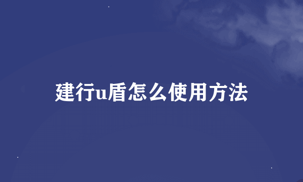 建行u盾怎么使用方法