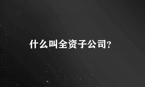 什么叫全资子公司？