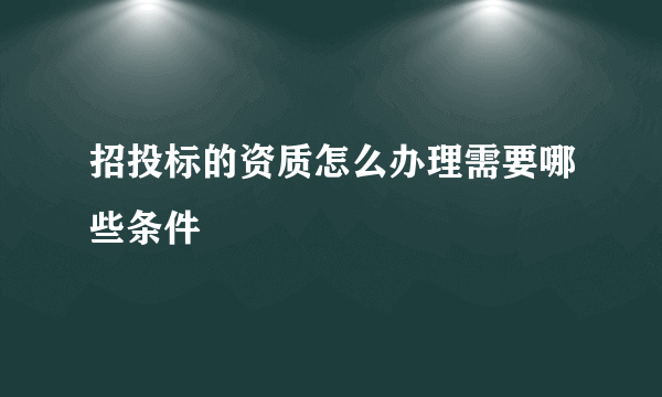 招投标的资质怎么办理需要哪些条件