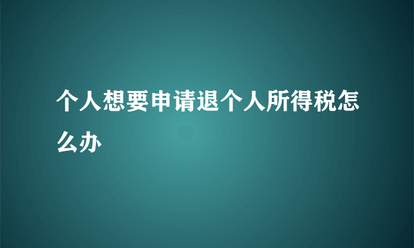 个人想要申请退个人所得税怎么办