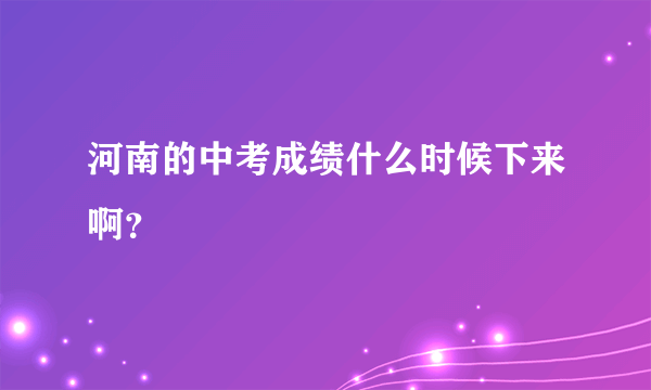 河南的中考成绩什么时候下来啊？