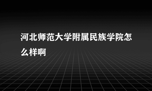 河北师范大学附属民族学院怎么样啊