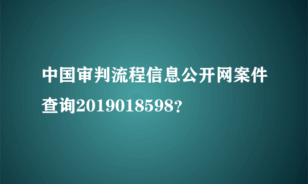 中国审判流程信息公开网案件查询2019018598？