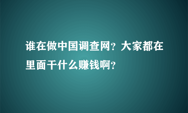 谁在做中国调查网？大家都在里面干什么赚钱啊？