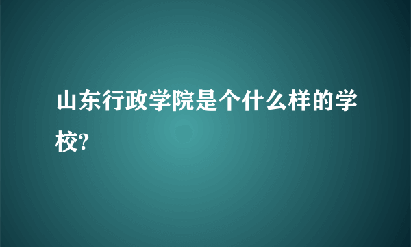 山东行政学院是个什么样的学校?