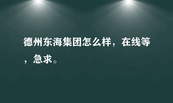 德州东海集团怎么样，在线等，急求。