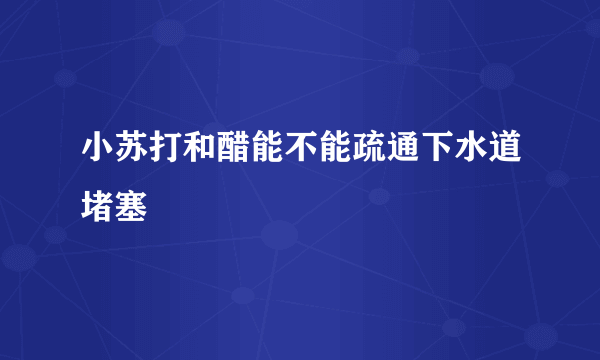 小苏打和醋能不能疏通下水道堵塞