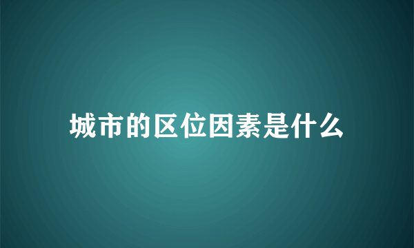 城市的区位因素是什么