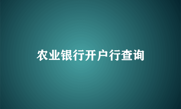 农业银行开户行查询