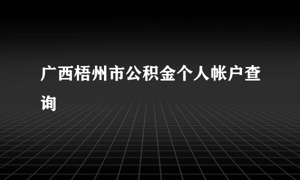 广西梧州市公积金个人帐户查询