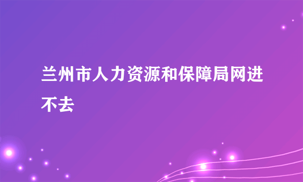 兰州市人力资源和保障局网进不去