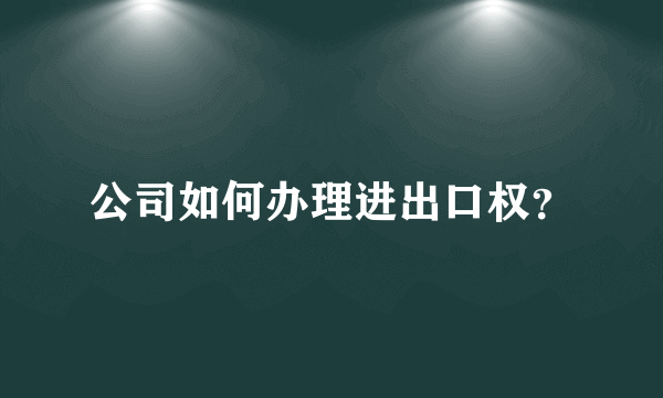 公司如何办理进出口权？