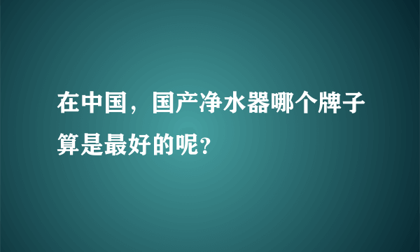 在中国，国产净水器哪个牌子算是最好的呢？