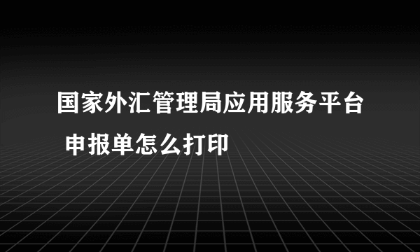 国家外汇管理局应用服务平台 申报单怎么打印