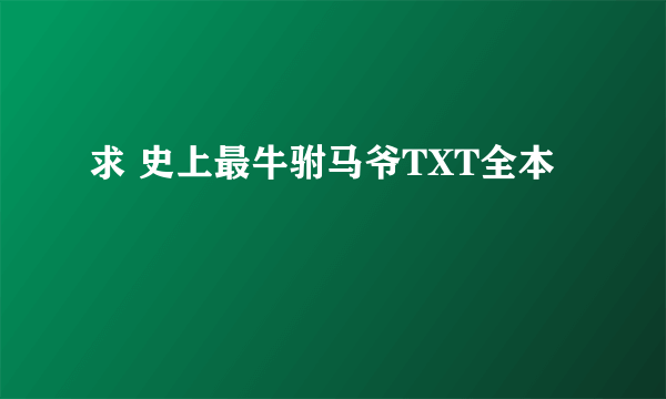 求 史上最牛驸马爷TXT全本